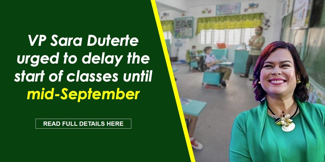 VP Sara Duterte urged to delay the start of classes until mid-September