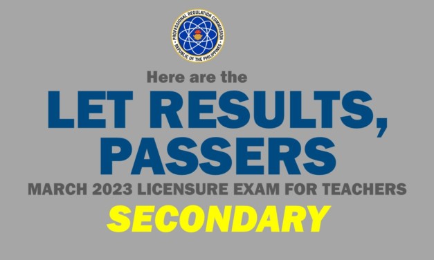 March 2023 LET RESULTS: List of Passers (Secondary)