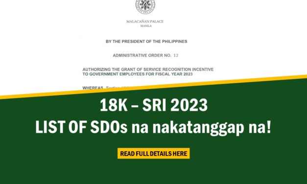 SRI 2023 – List of SDOs na nakatanggap na!