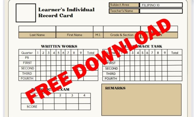 FREE Learner’s Individual Record Template
