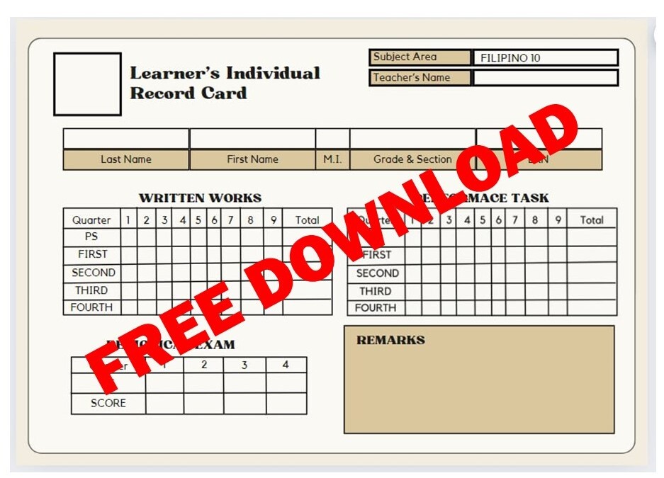 FREE Learner’s Individual Record Template