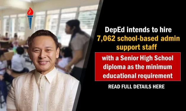 DepEd intends to hire 7,062 school-based admin support staff